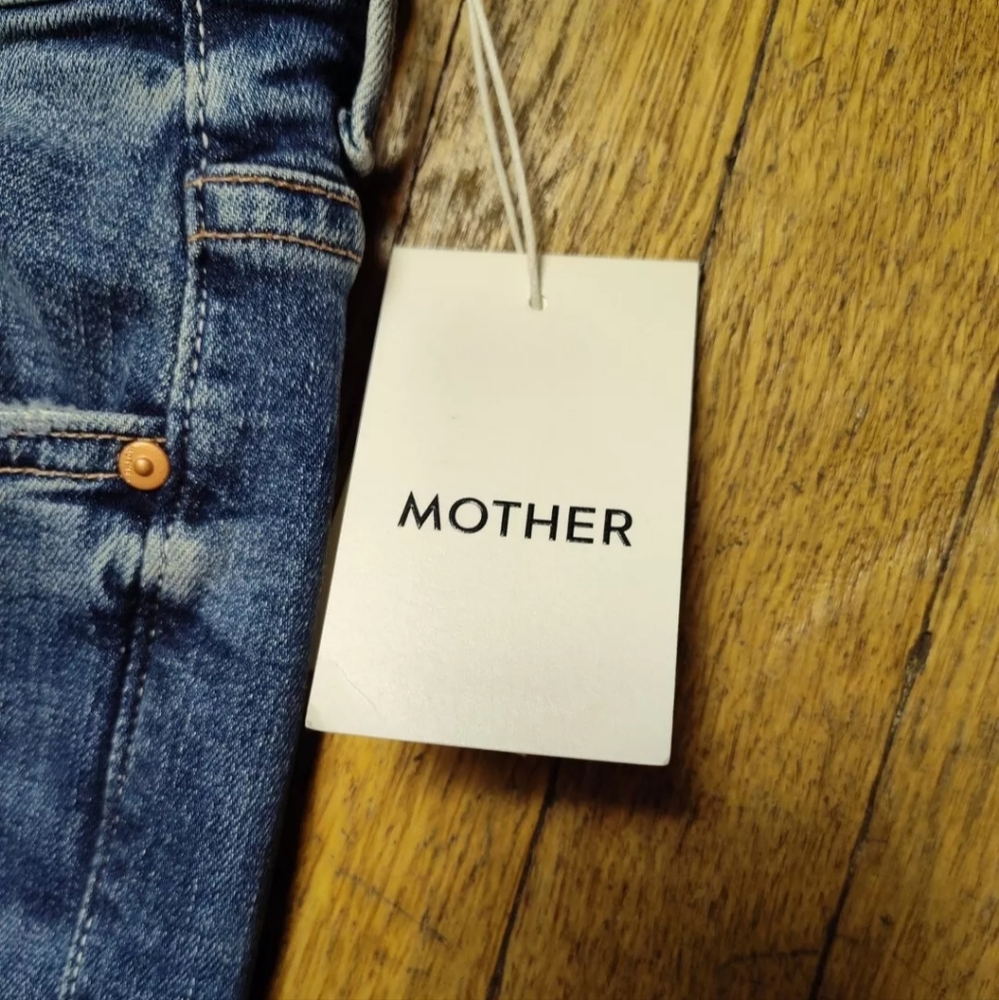 Mother Blue Denim Jeans NWT Medium Wash The Insider Crop Step Chew Women's 33 - Picture 9 of 16